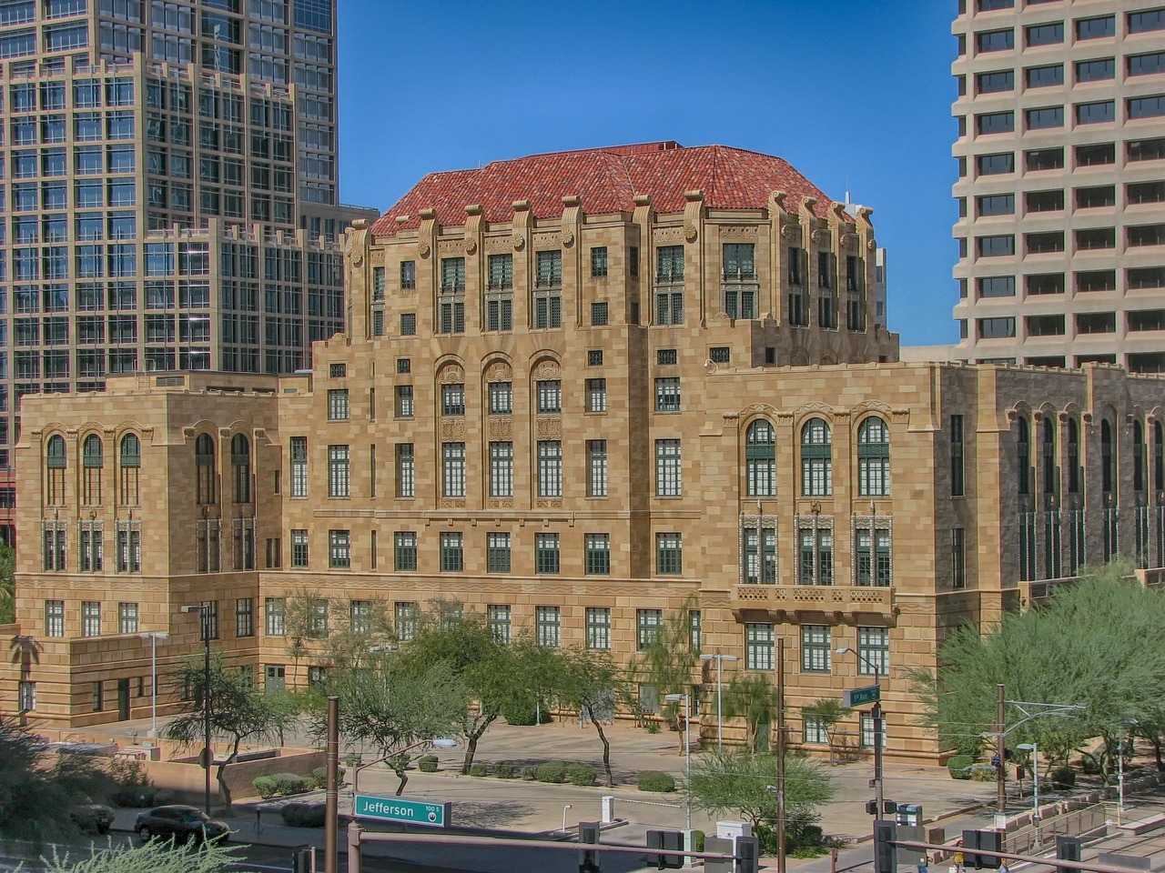 Downtown Phoenix street and buildings in Phoenix